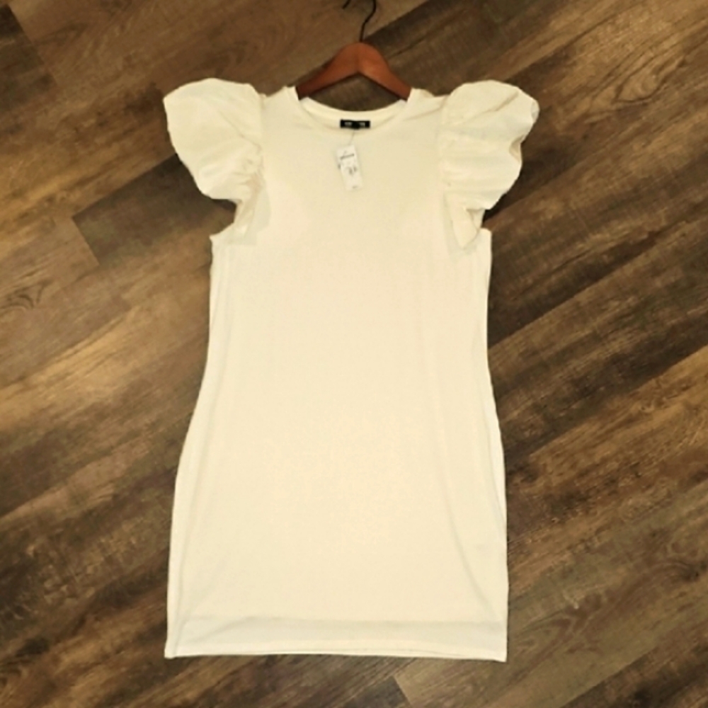 Express White Puff Sleeve Dress